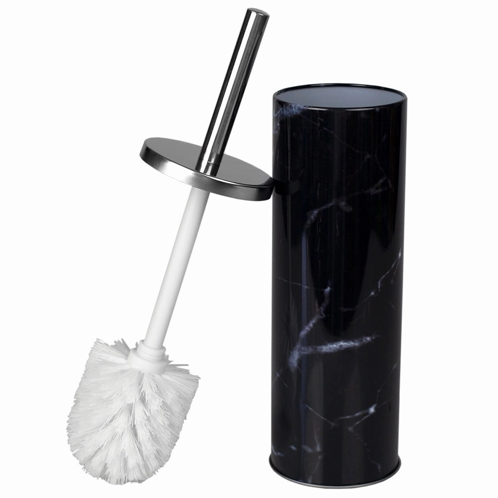 Hide-Away Faux Marble Toilet Brush Set, Black Toilet Brush,Bathroom Cleaner