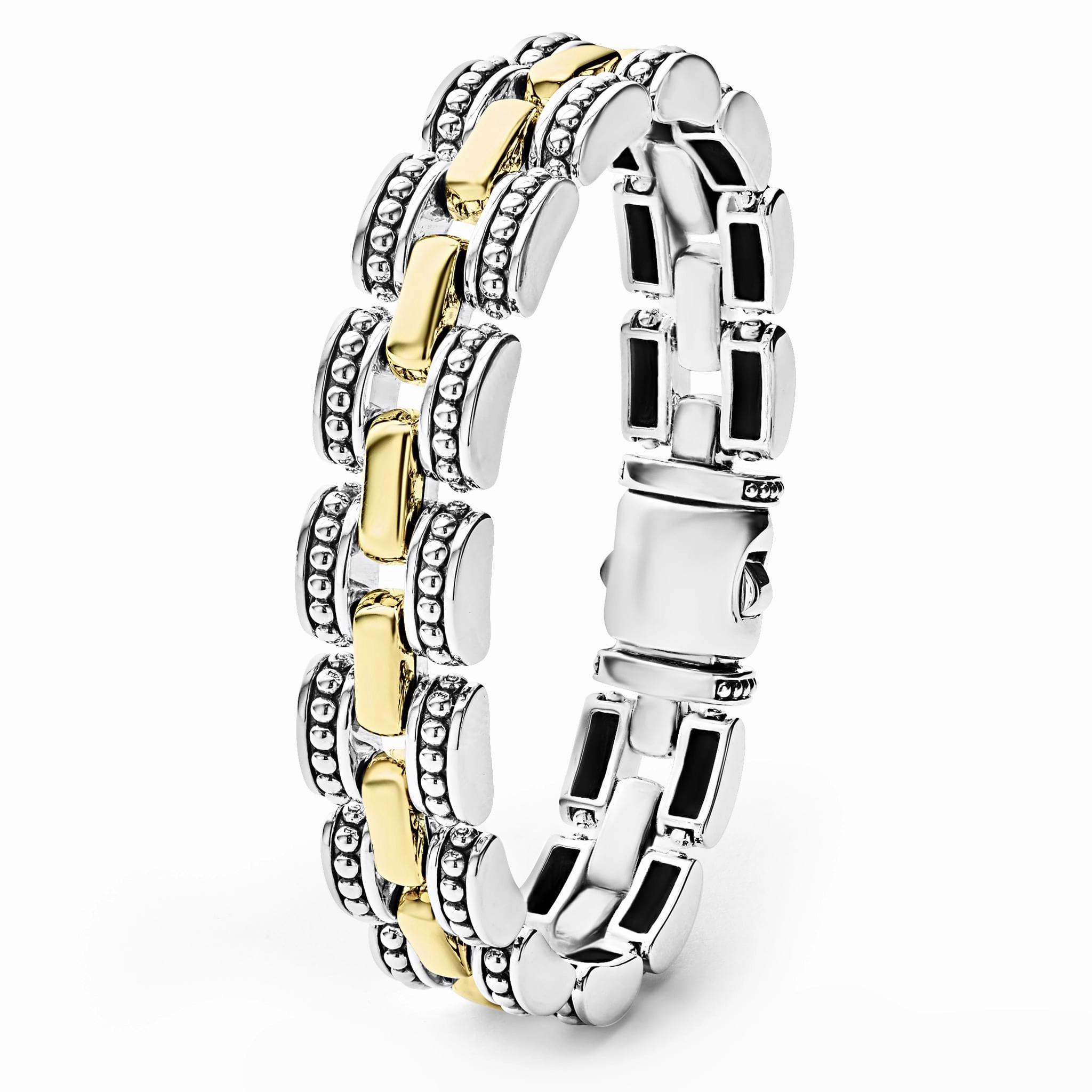High Bar Two-Tone Caviar Link Bracelet