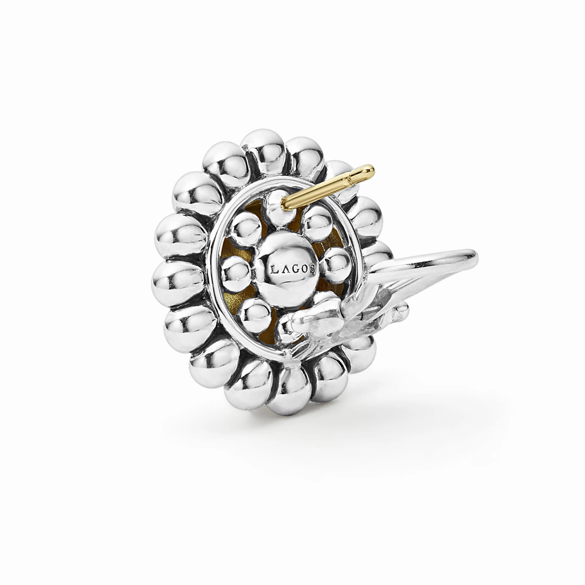 High Bar Two-Tone Caviar Omega Clip Earrings