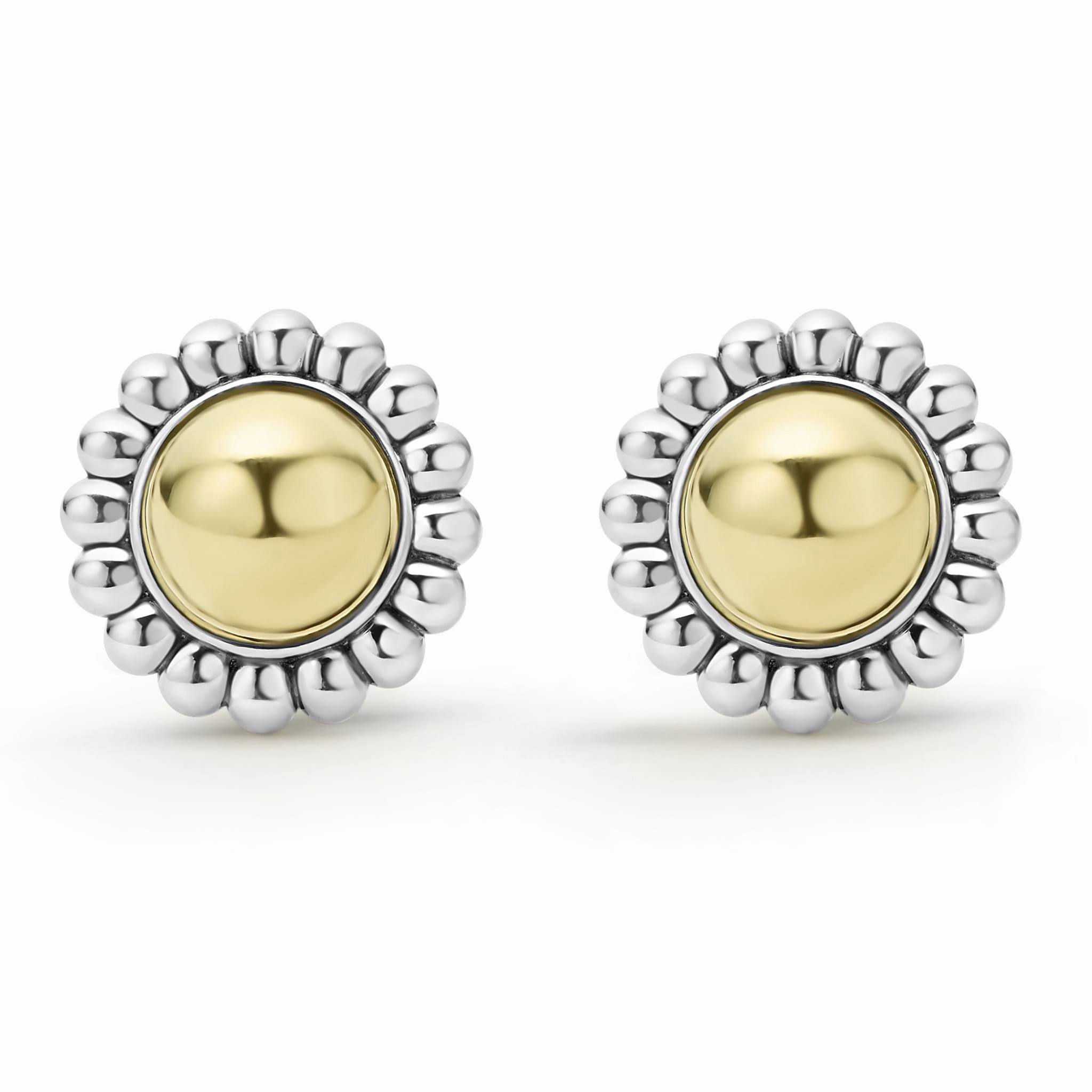 High Bar Two-Tone Caviar Omega Clip Earrings