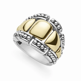 High Bar Two-Tone Caviar Statement Ring