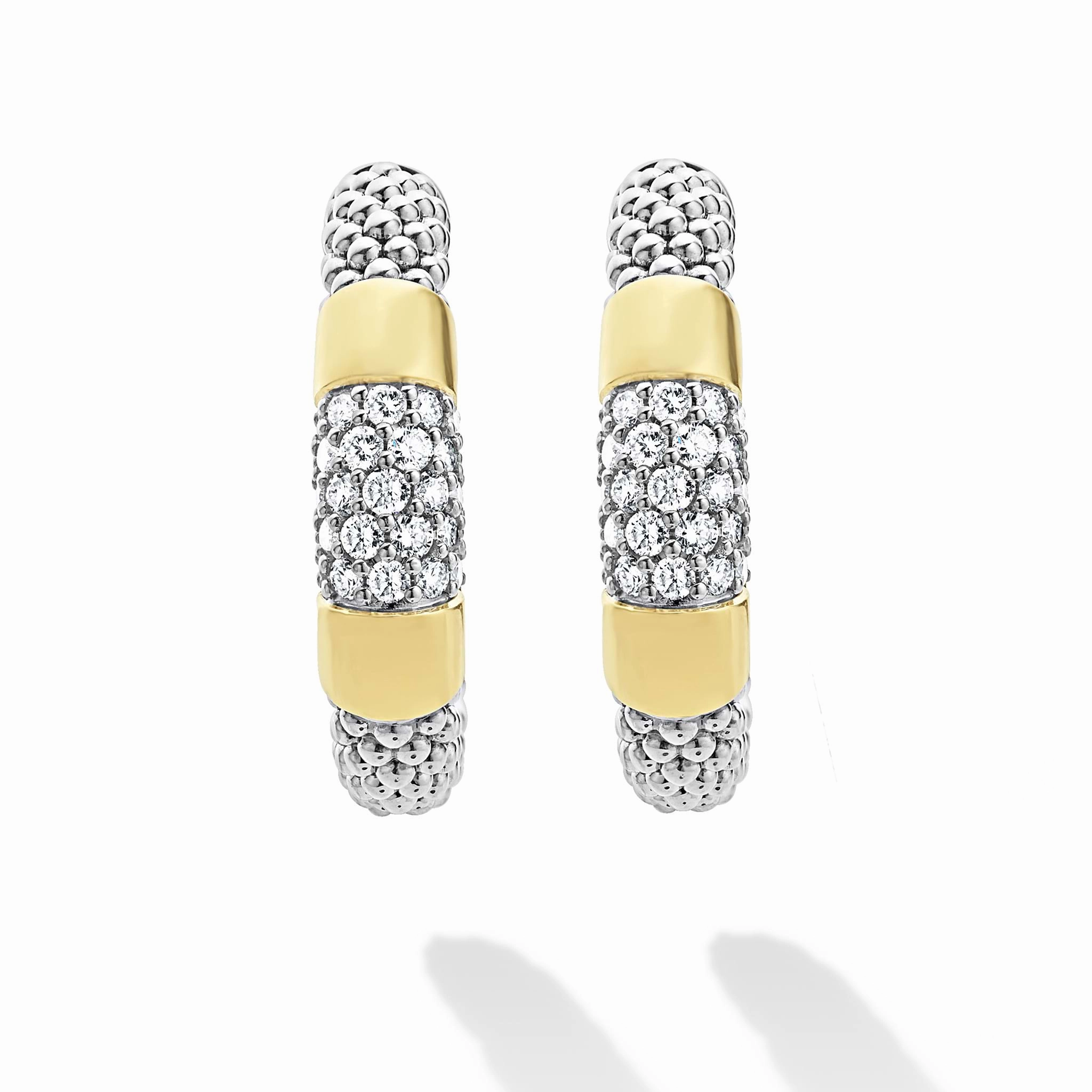 High Bar Two-Tone Diamond Hoop Earrings