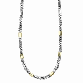 High Bar Two-Tone Station Caviar Necklace | 5mm