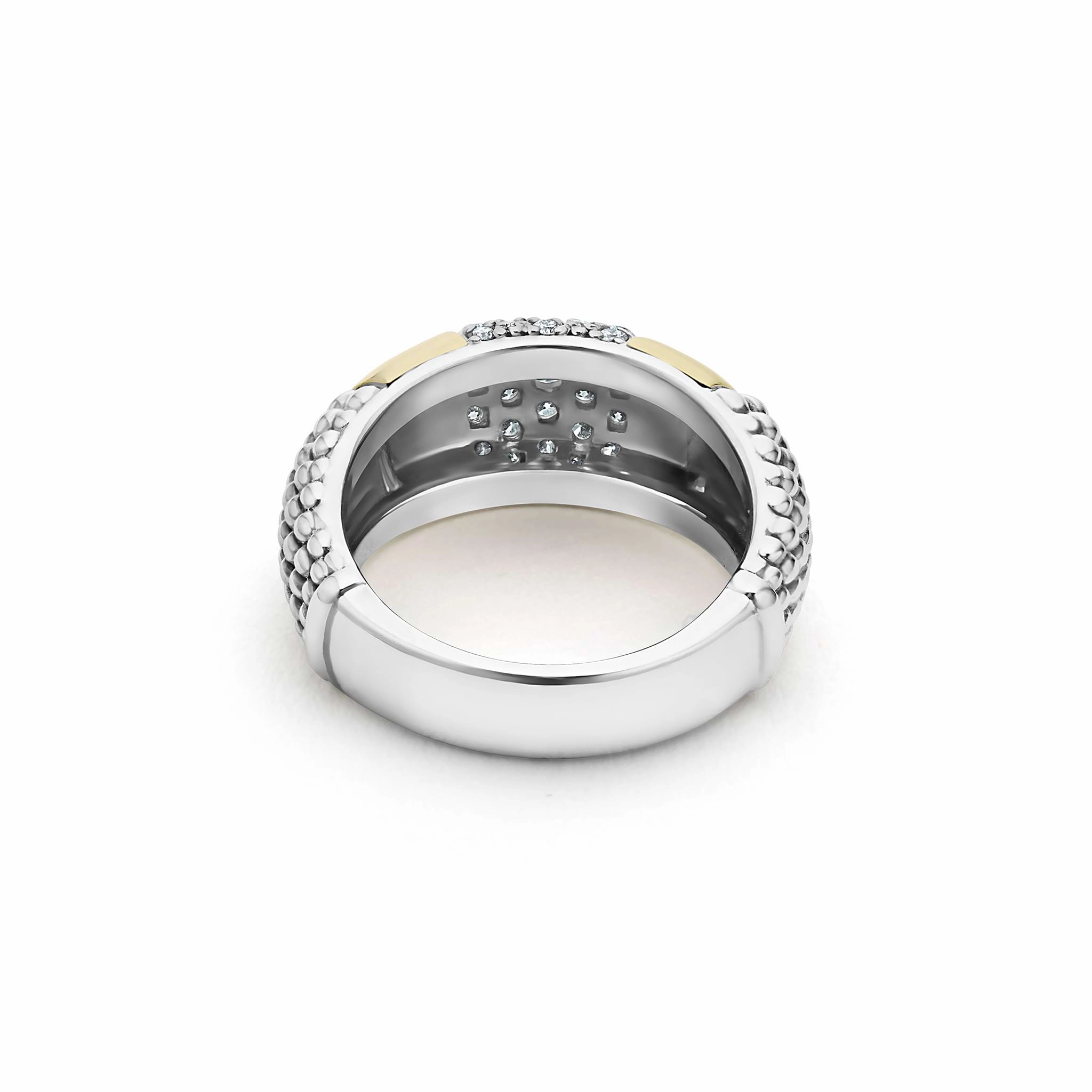 High Bar Two-Tone Station Diamond Ring