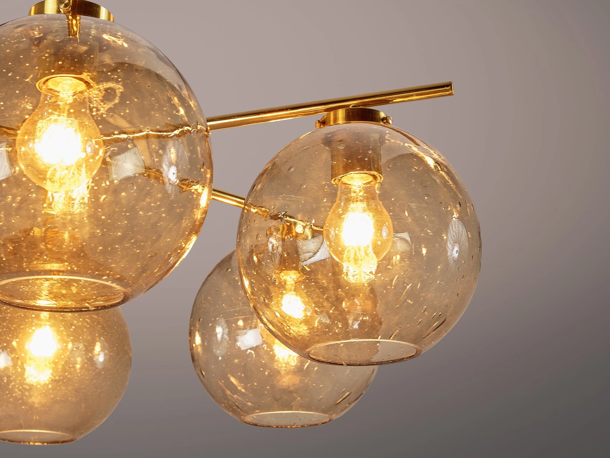 Holger Johansson for Westal Chandelier in Brass and Smoked Glass