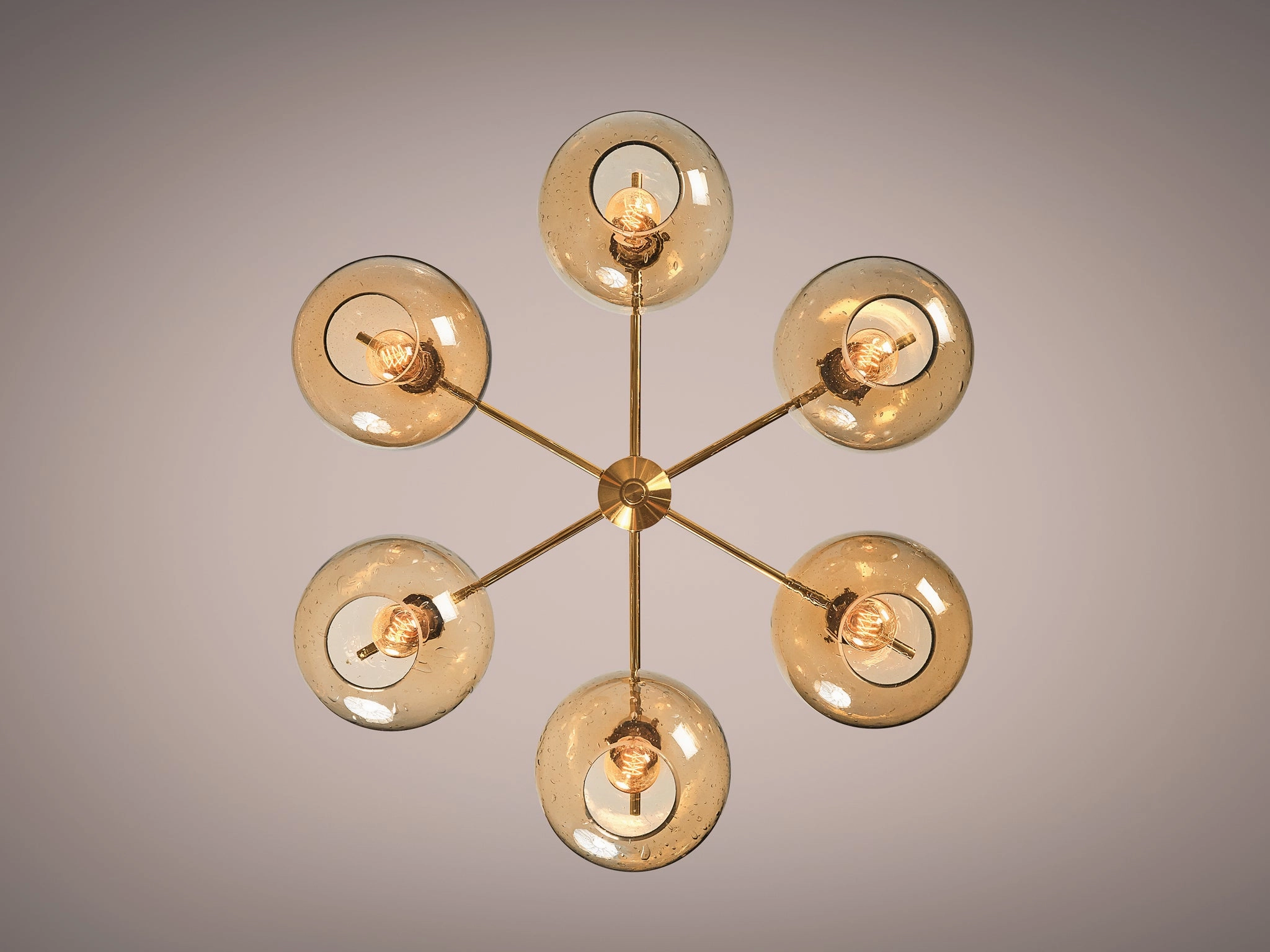 Holger Johansson for Westal Chandelier in Brass and Smoked Glass