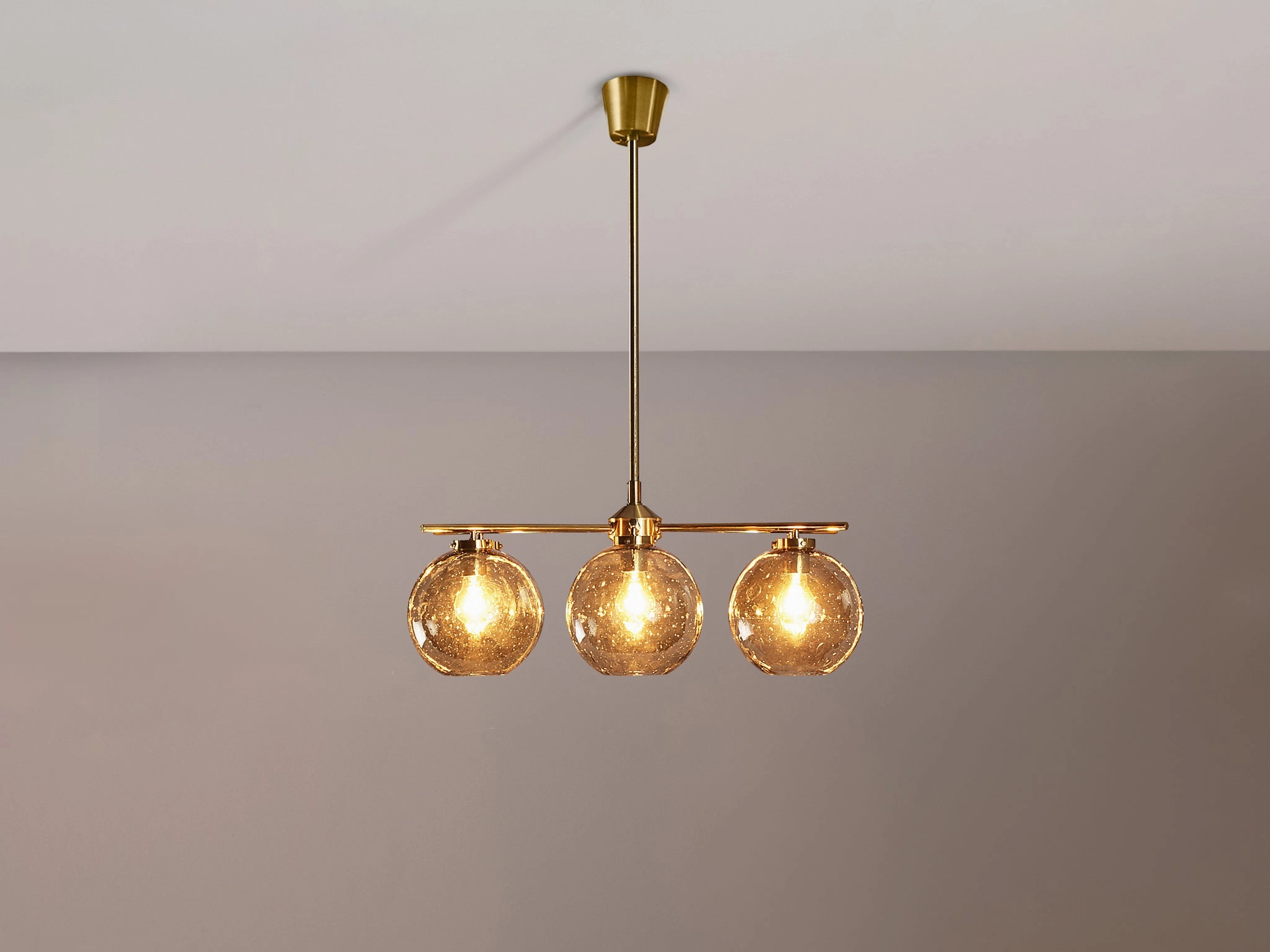 Holger Johansson for Westal Chandelier in Brass and Smoked Glass
