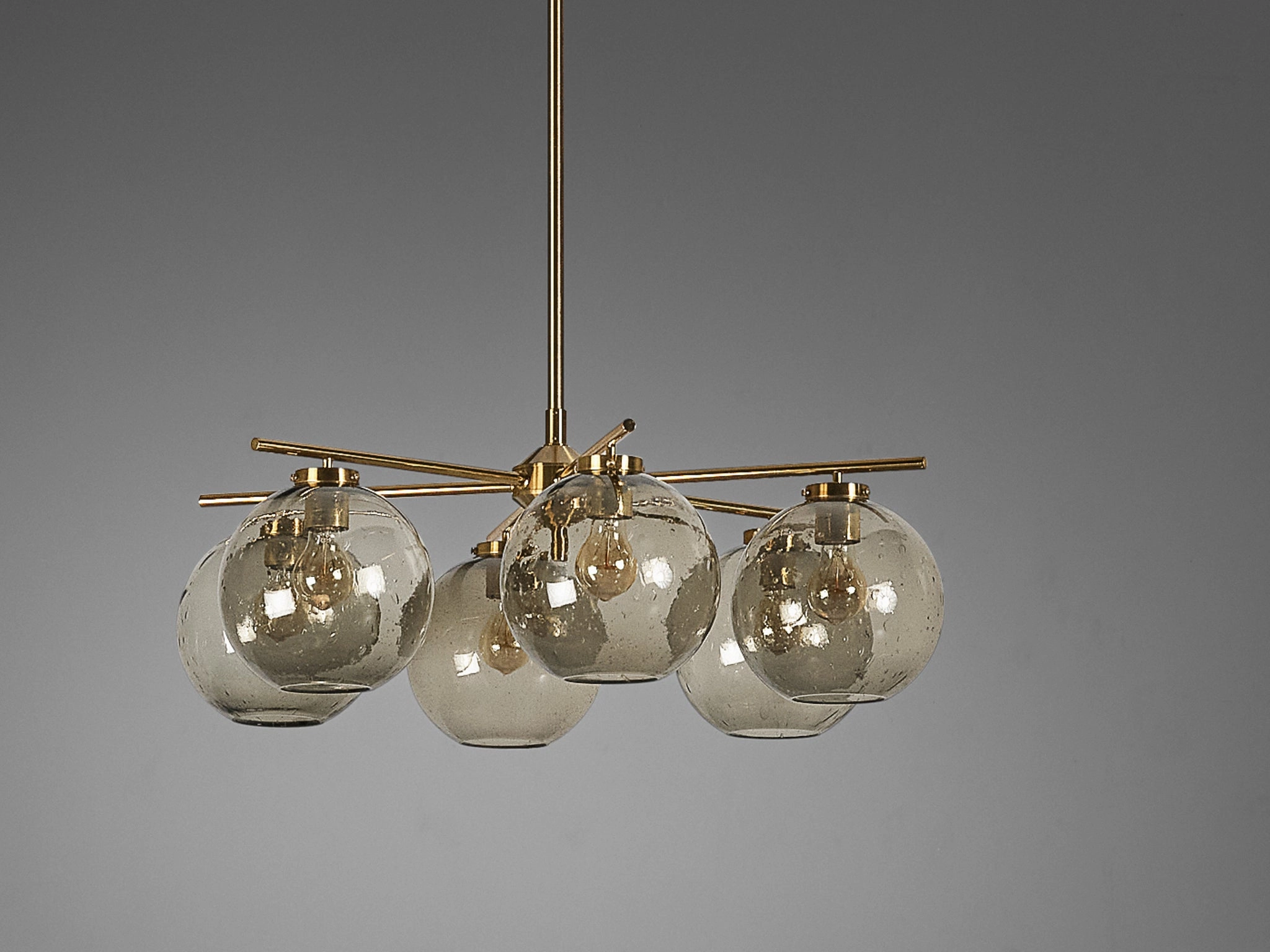 Holger Johansson for Westal Chandelier in Brass and Smoked Glass