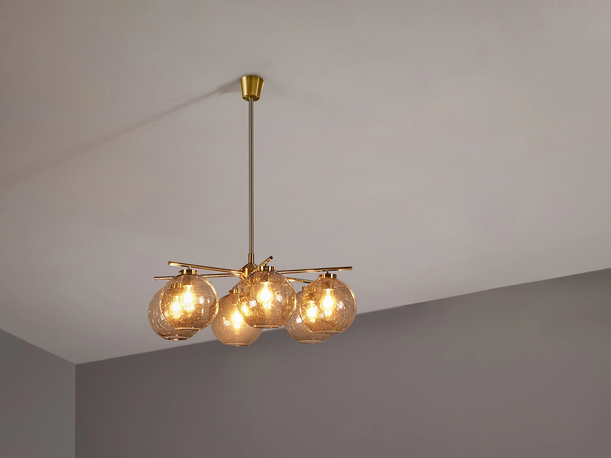 Holger Johansson for Westal Chandelier in Brass and Smoked Glass
