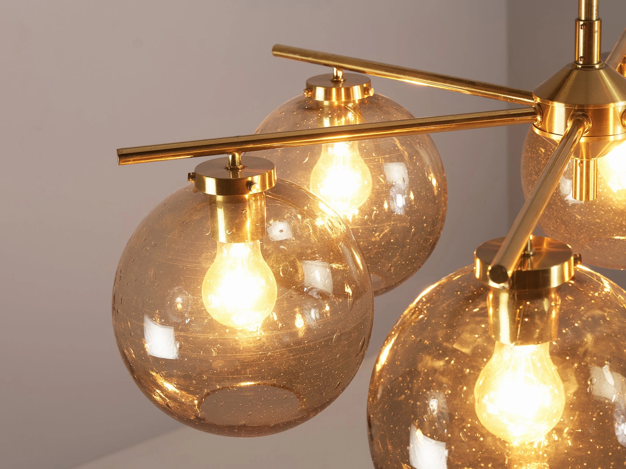 Holger Johansson for Westal Chandelier in Brass and Smoked Glass