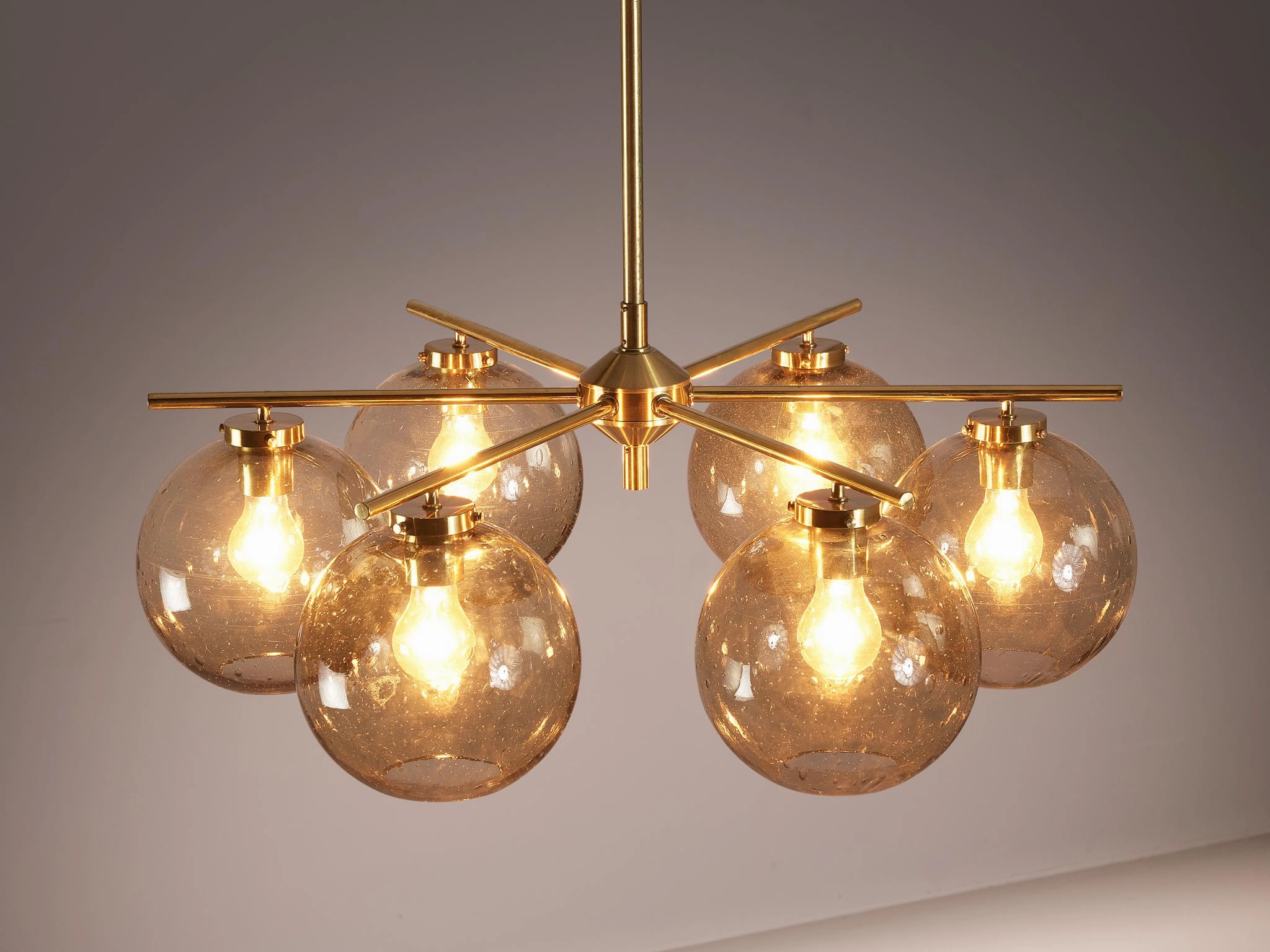Holger Johansson for Westal Chandeliers in Brass and Smoked Glass