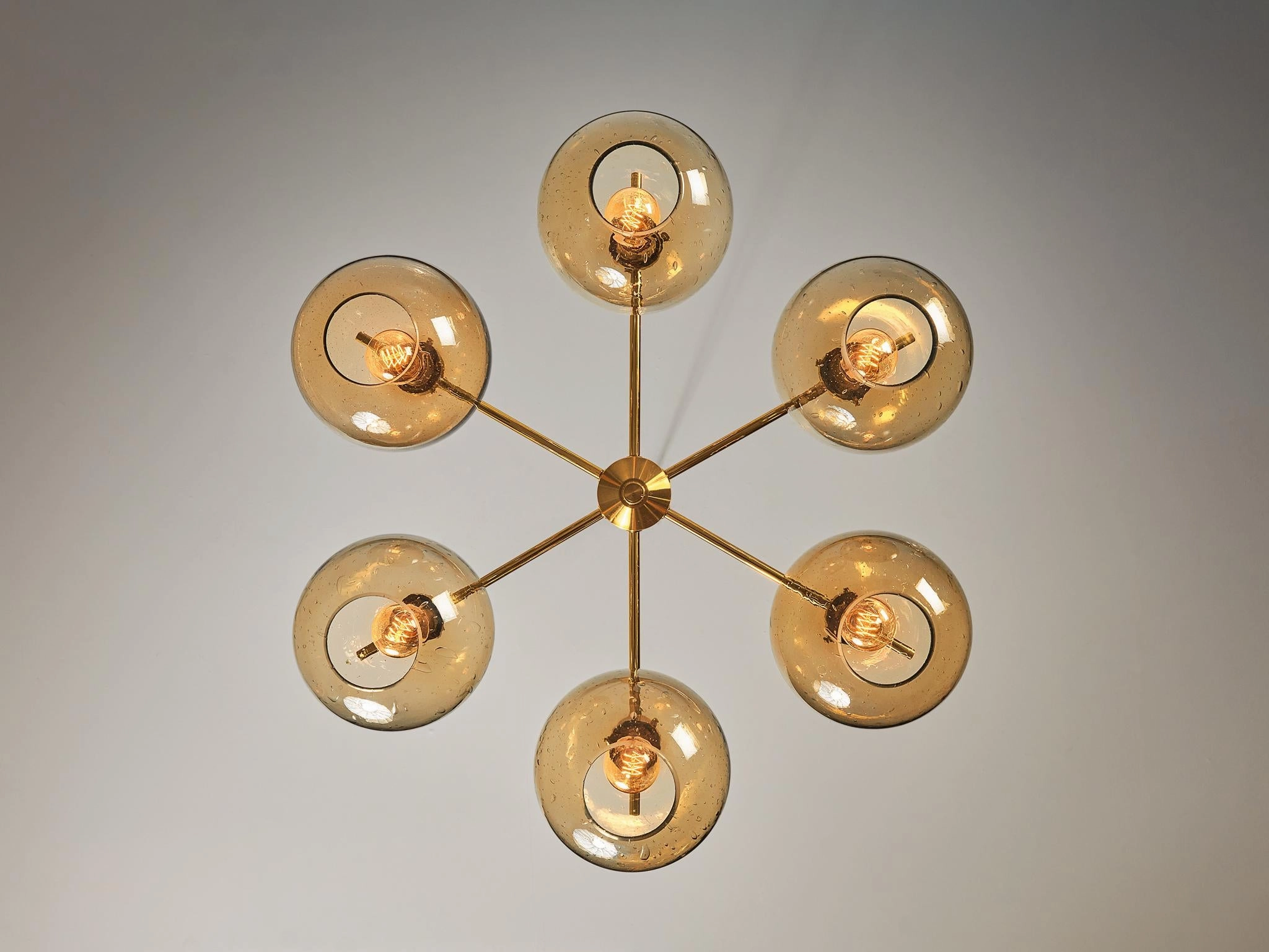 Holger Johansson for Westal Chandeliers in Brass and Smoked Glass