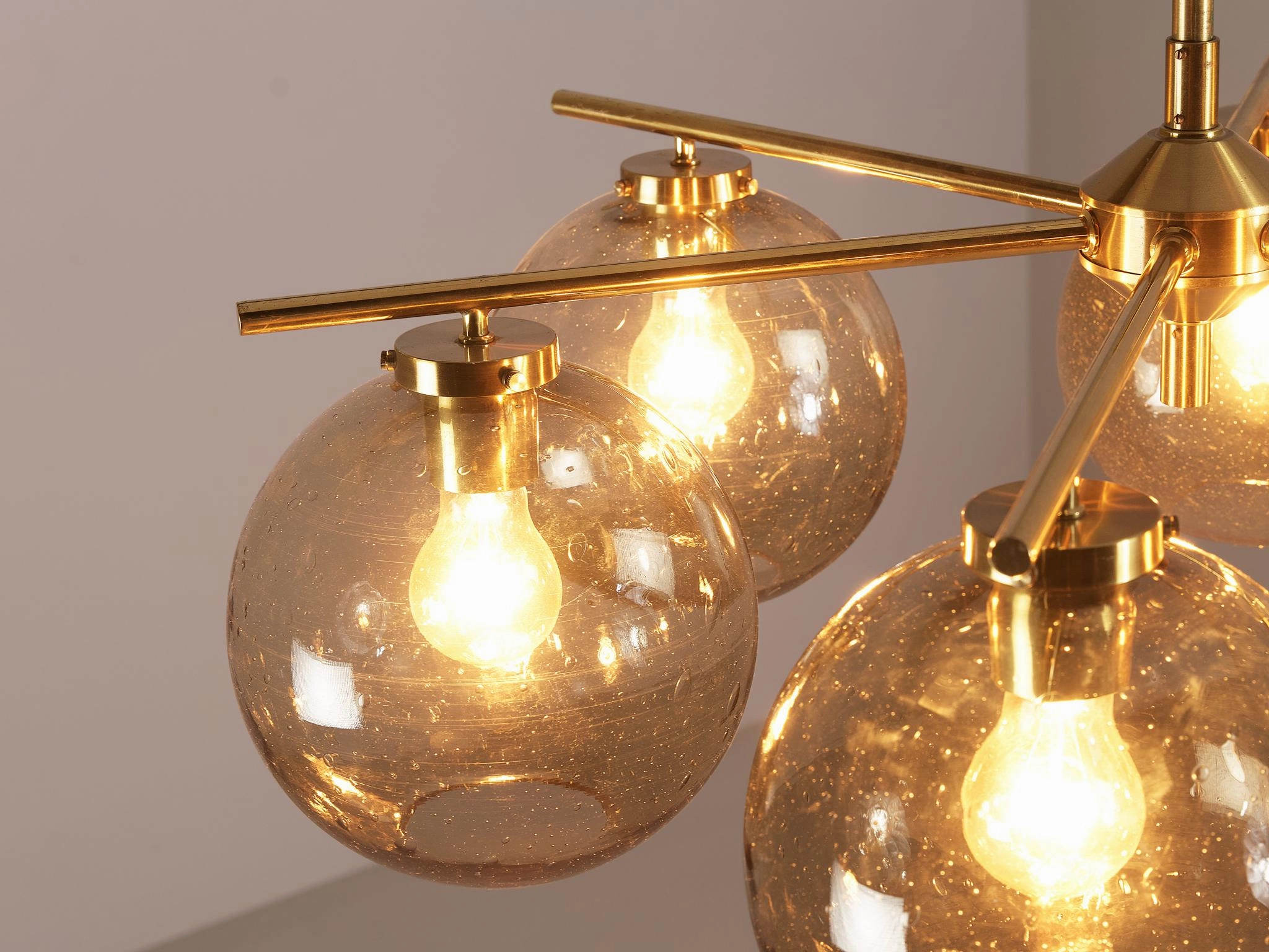 Holger Johansson for Westal Chandeliers in Brass and Smoked Glass