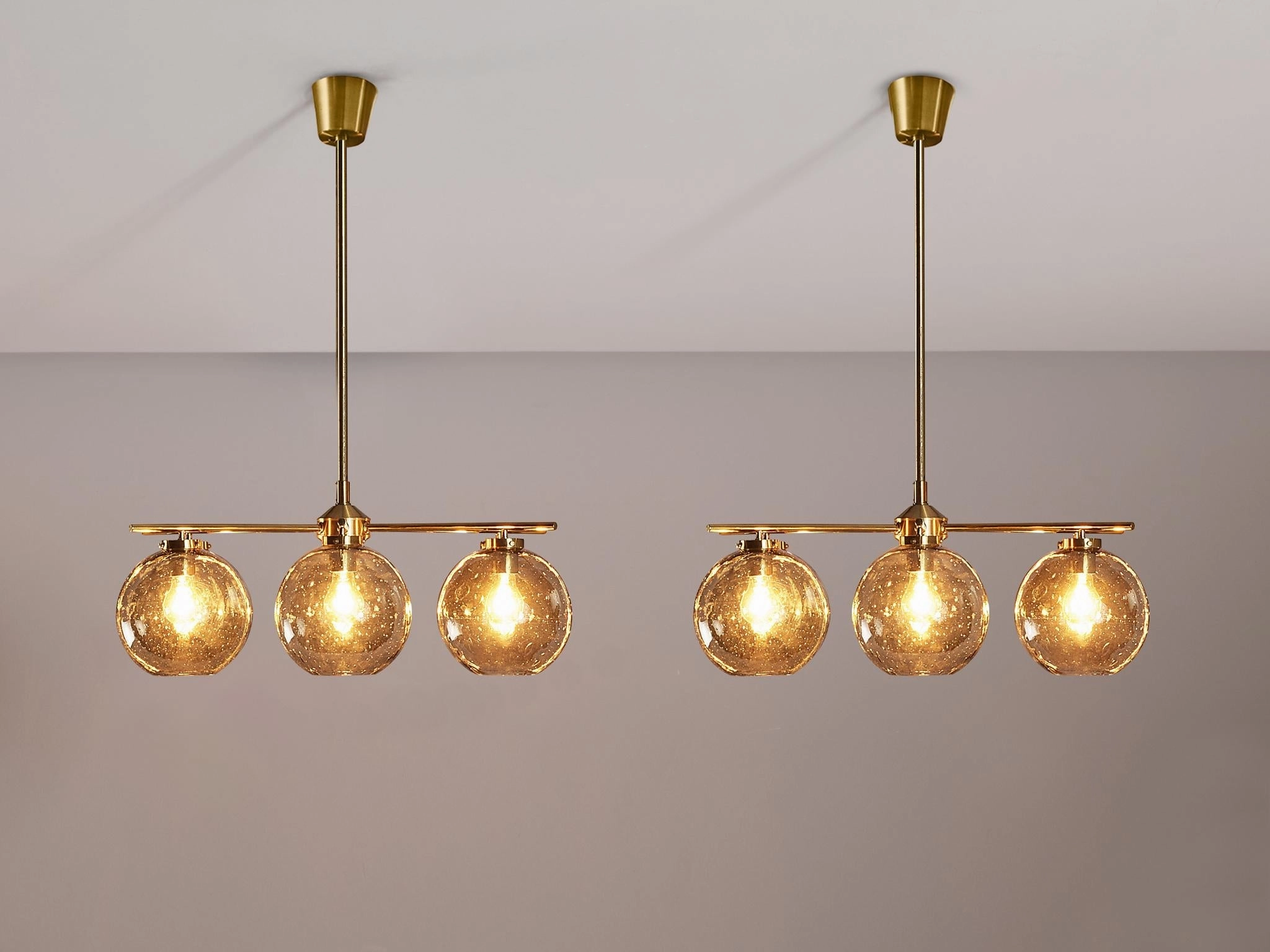 Holger Johansson for Westal Chandeliers in Brass and Smoked Glass