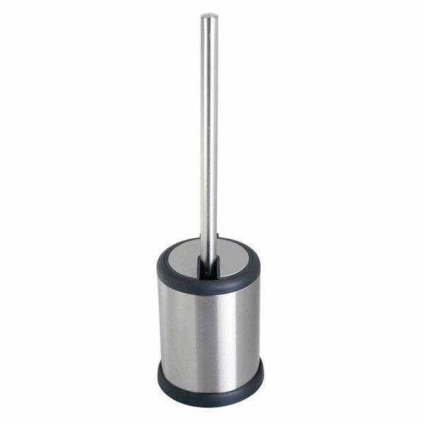 Home Basics Compact Stainless Steel Toilet Brush and Lid Toilet Brush,Bathroom Cleaner