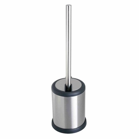 Home Basics Compact Stainless Steel Toilet Brush and Lid Toilet Brush,Bathroom Cleaner
