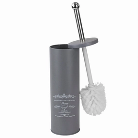 Home Basics Paris Matte Grey Toilet Brush and Holder Toilet Brush,Bathroom Cleaner