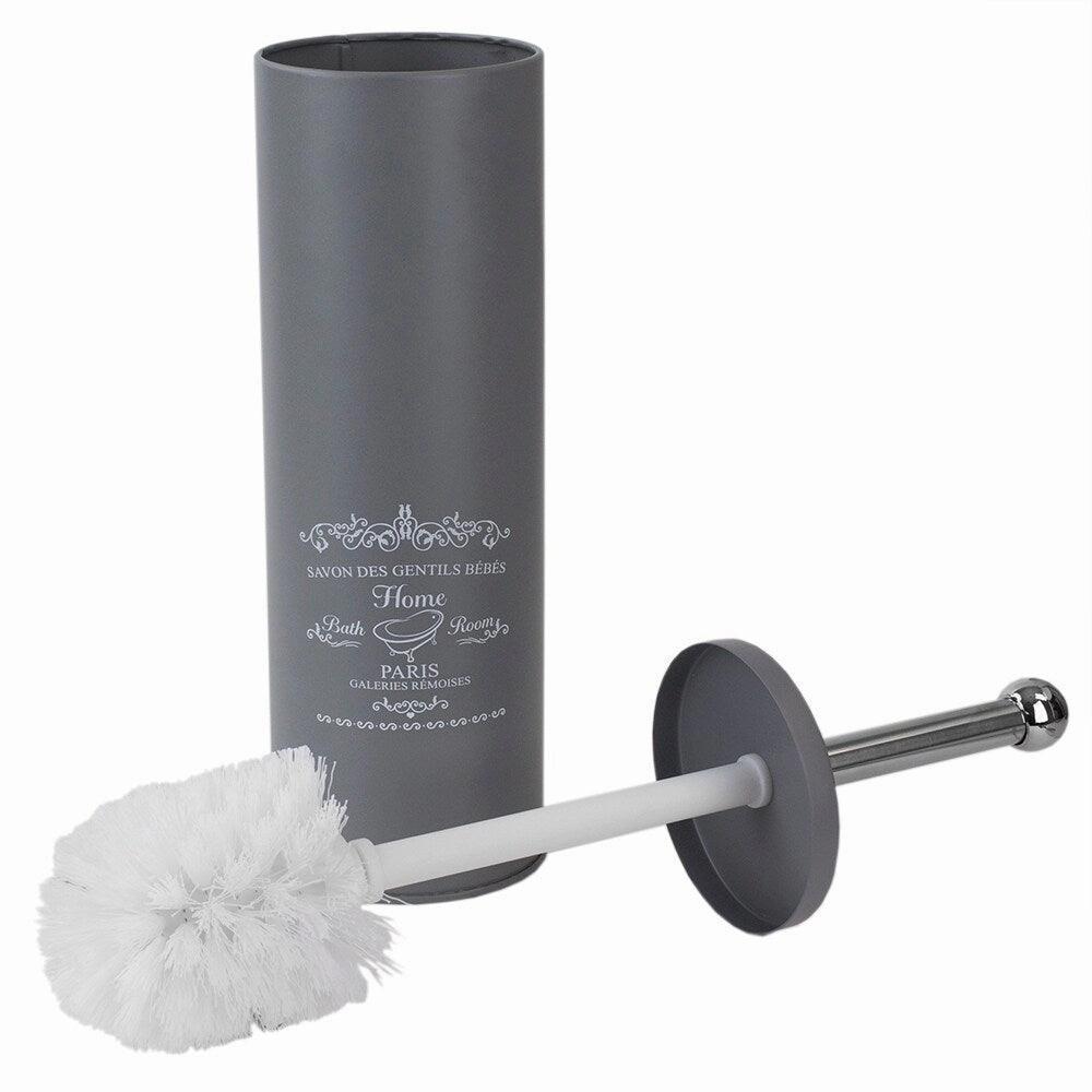 Home Basics Paris Matte Grey Toilet Brush and Holder