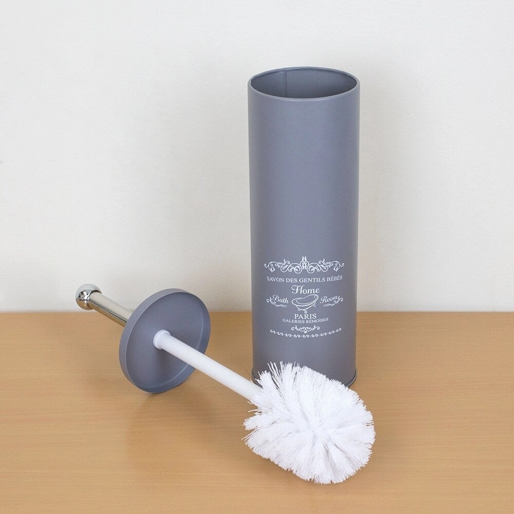 Home Basics Paris Matte Grey Toilet Brush and Holder