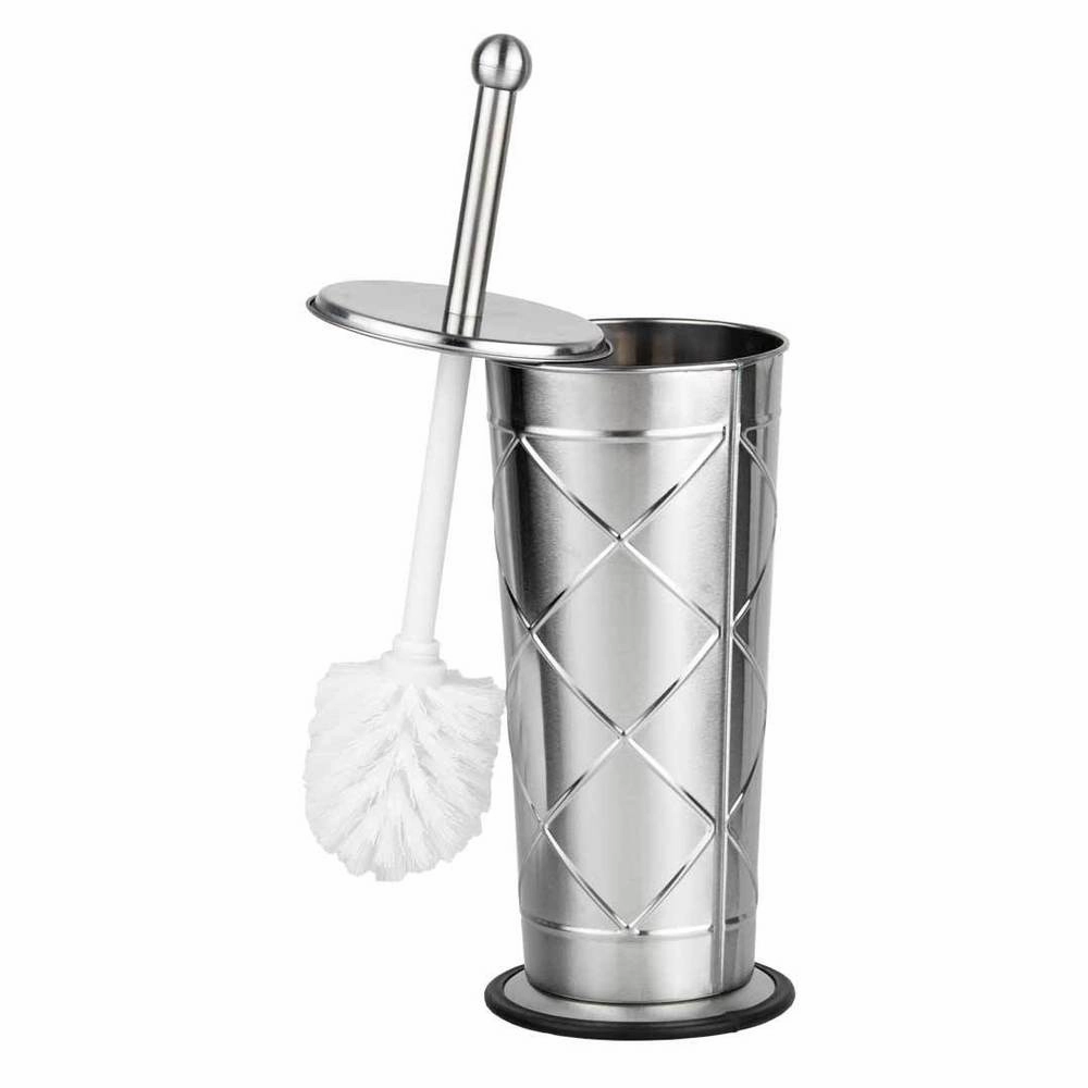 Home Basics Silver Criss Cross Stainless Steel Toilet Brush Holder Toilet Brush,Bathroom Cleaner