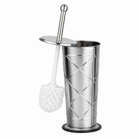Home Basics Silver Criss Cross Stainless Steel Toilet Brush Holder Toilet Brush,Bathroom Cleaner