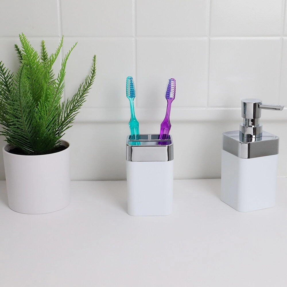 Home Basics Skylar ABS Plastic Toothbrush Holder