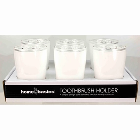 Home Basics White Plastic Toothbrush Holder Toothbrush Holder,Bathroom Organizer