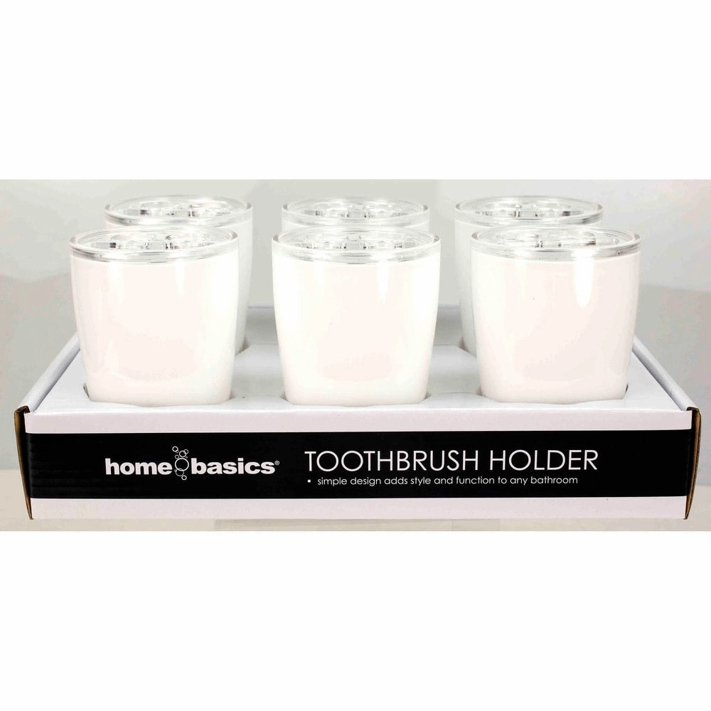 Home Basics White Plastic Toothbrush Holder Toothbrush Holder,Bathroom Organizer