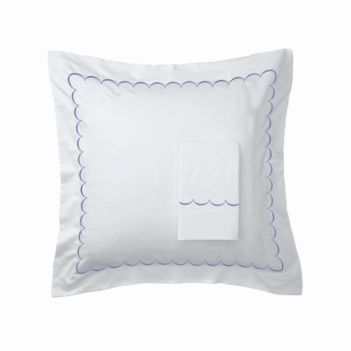 Home Sweet Home Collection 600TC Cotton Scallop Embroidery Pillowcase OR Euro Sham Set