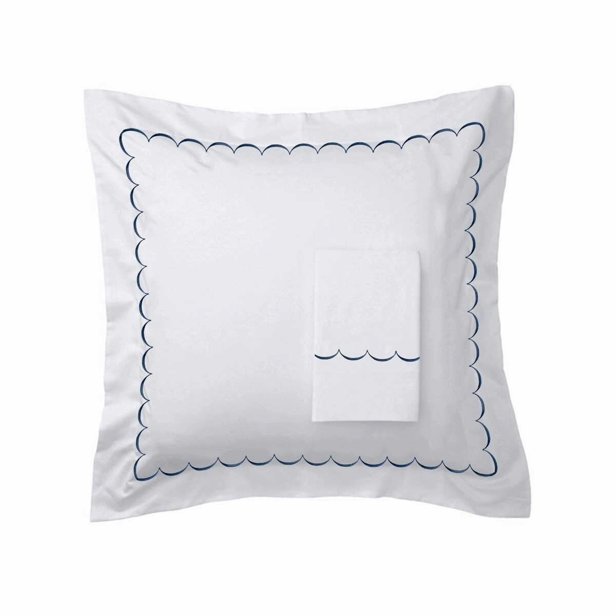 Home Sweet Home Collection 600TC Cotton Scallop Embroidery Pillowcase OR Euro Sham Set