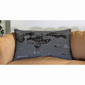 HomeRoots 25" Black Michigan Upper Peninsula Nighttime Skyline Lumbar Decorative Pillow pillows,bed pillow,sleeping cushion