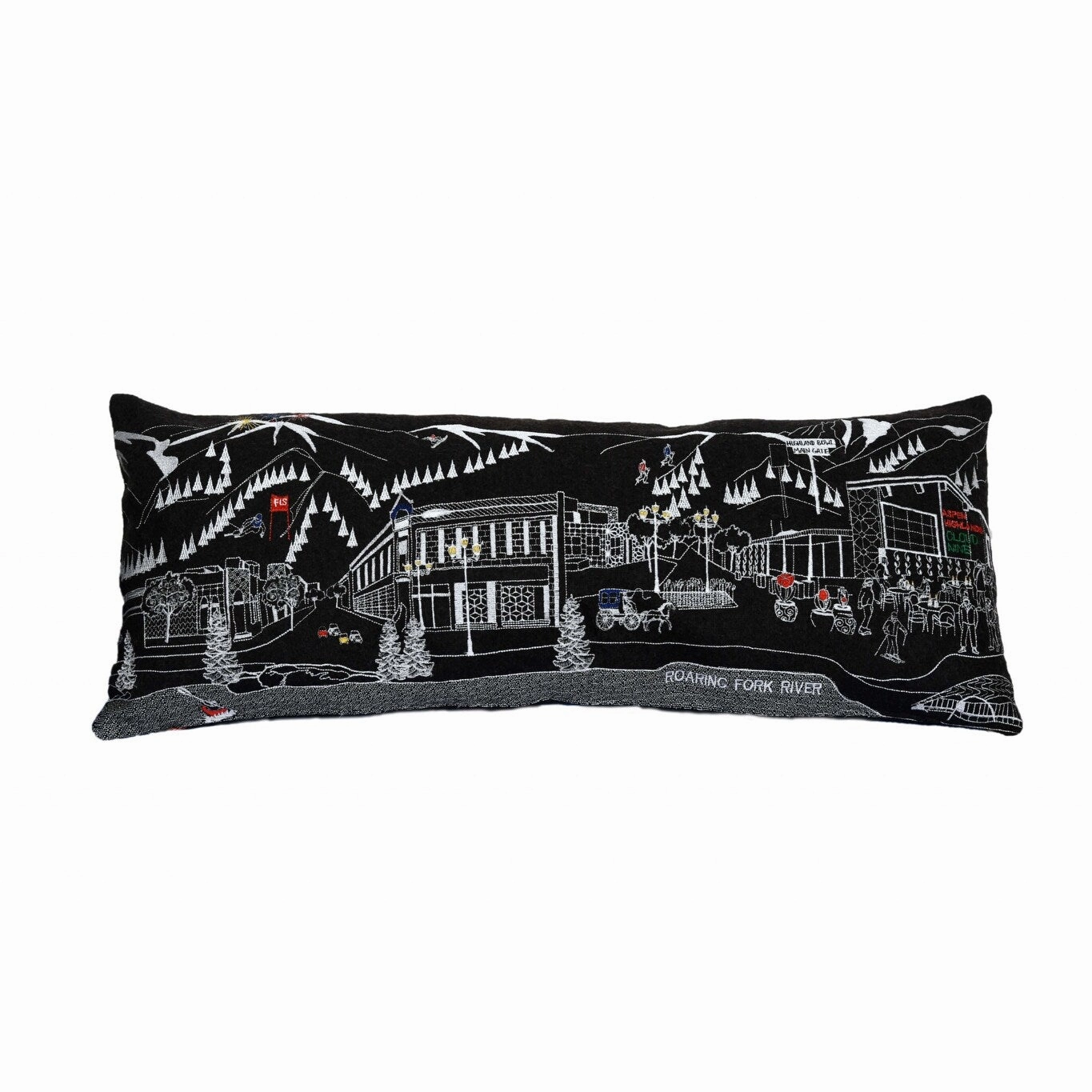 HomeRoots 35" Black Aspen Nighttime Skyline Lumbar Decorative Pillow