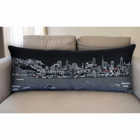 HomeRoots 35" Black Philadelphia Nighttime Skyline Lumbar Decorative Pillow pillows,bed pillow,sleeping cushion