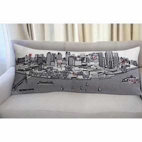 HomeRoots 35" White Detroit Daylight Skyline Lumbar Decorative Pillow pillows,bed pillow,sleeping cushion