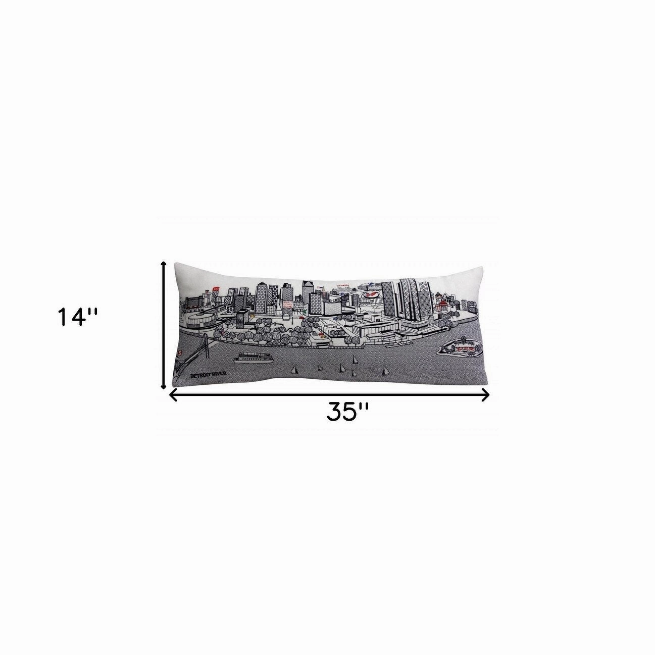 HomeRoots 35" White Detroit Daylight Skyline Lumbar Decorative Pillow