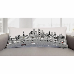 HomeRoots 35" White Frankfurt Daylight Skyline Lumbar Decorative Pillow pillows,bed pillow,sleeping cushion