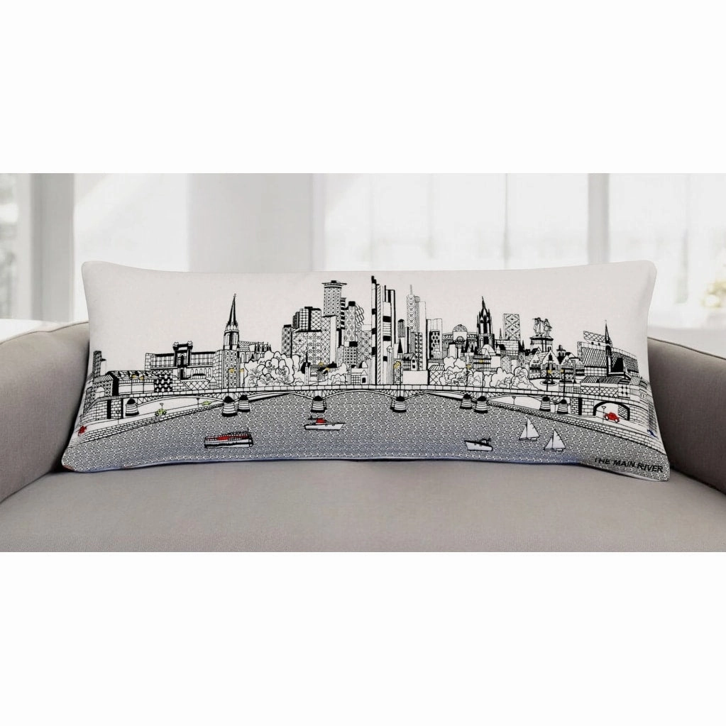 HomeRoots 35" White Frankfurt Daylight Skyline Lumbar Decorative Pillow pillows,bed pillow,sleeping cushion