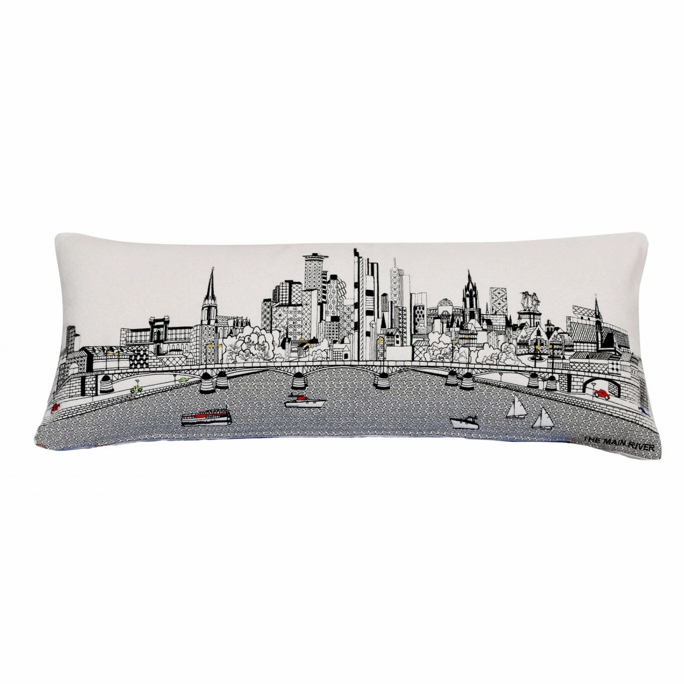 HomeRoots 35" White Frankfurt Daylight Skyline Lumbar Decorative Pillow