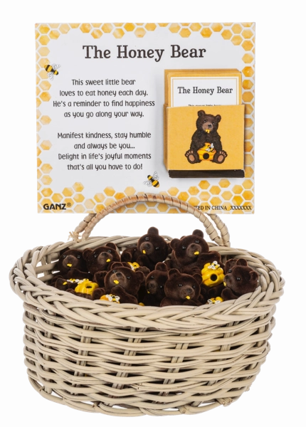 Honey Bear with Bee Hive Pocket Token Charm