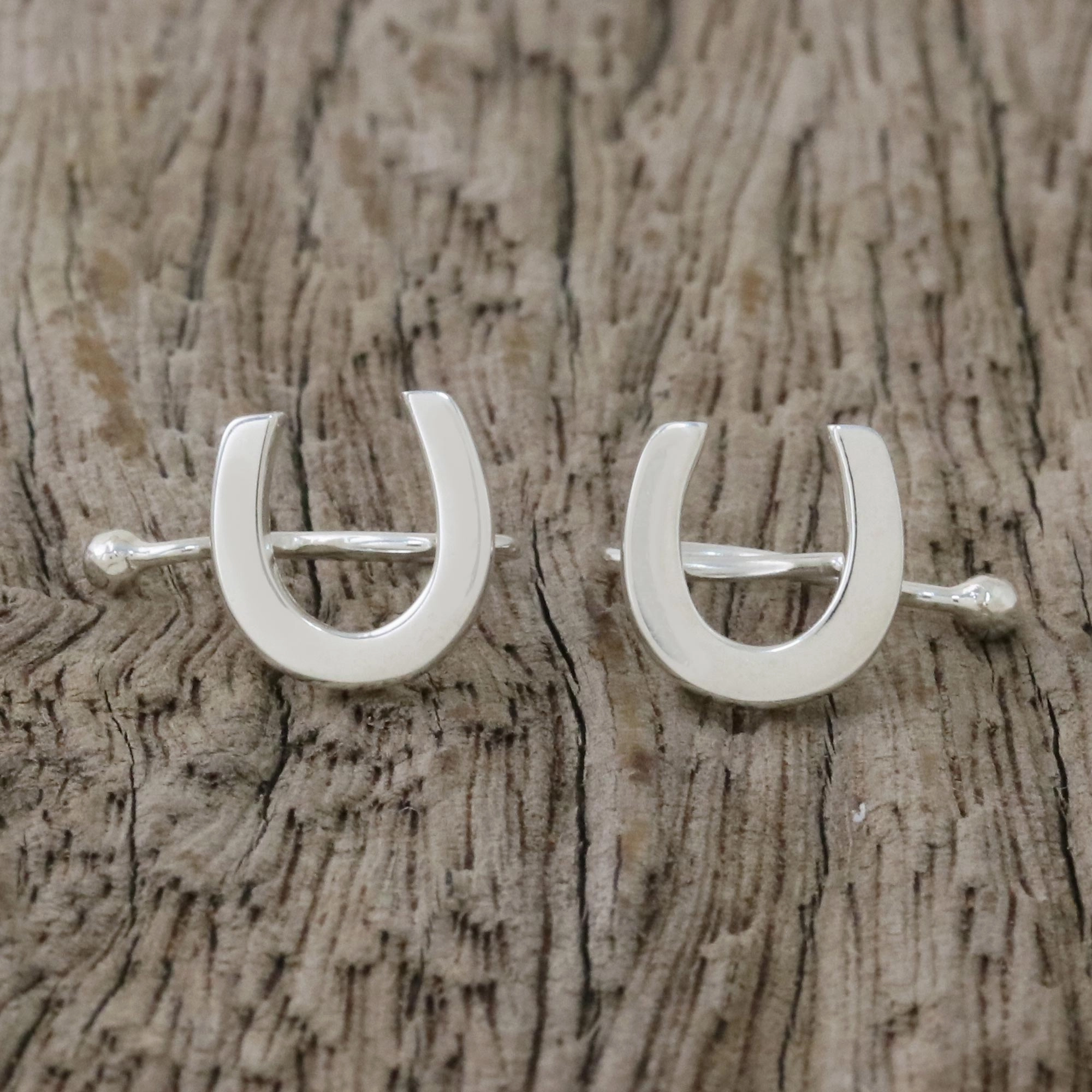 Horseshoe Luck 925 Sterling Silver Horseshoe Ear Cuffs from Thailand