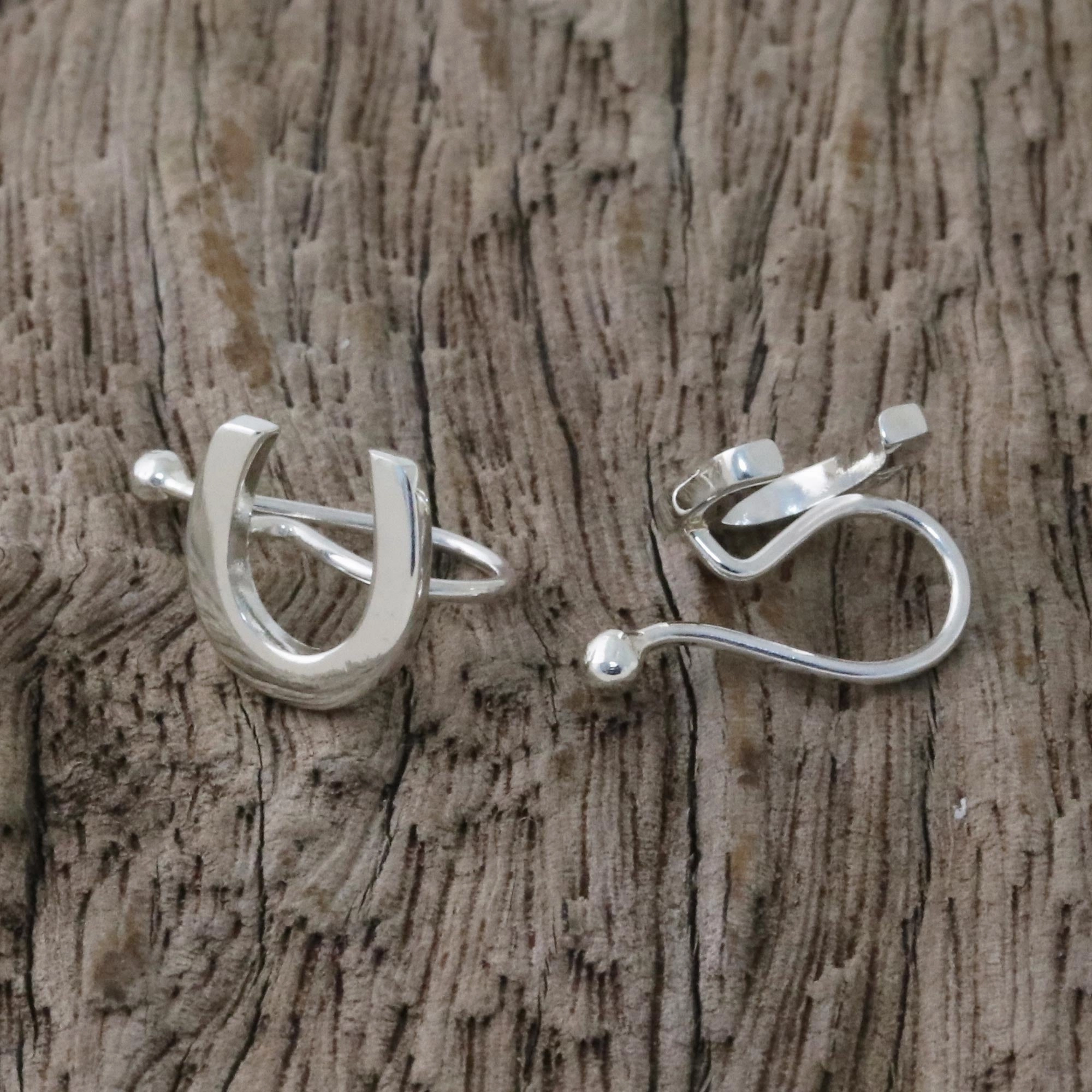 Horseshoe Luck 925 Sterling Silver Horseshoe Ear Cuffs from Thailand