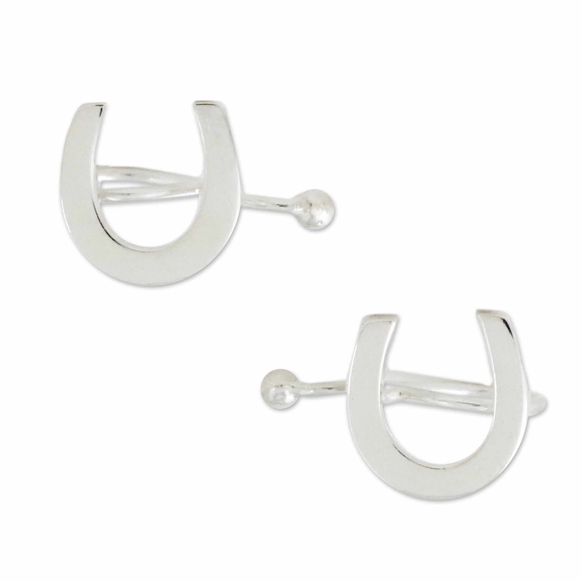 Horseshoe Luck 925 Sterling Silver Horseshoe Ear Cuffs from Thailand