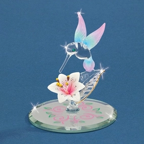 Hummingbird and Lily  Glass Figurine Decorative Mirror,Home Decor Mirror