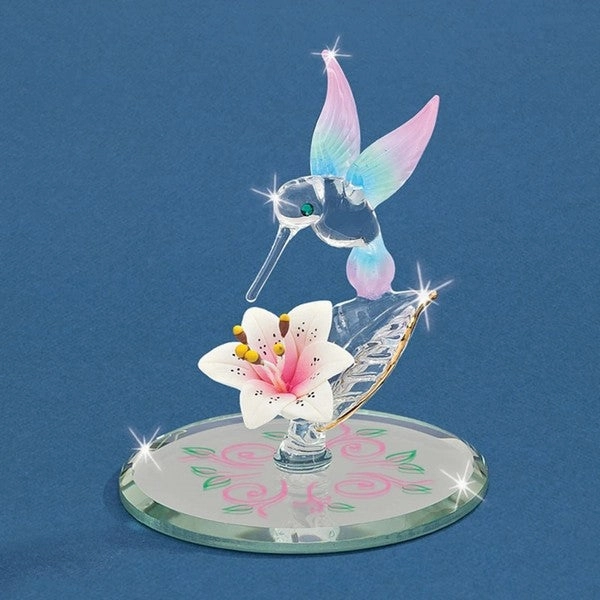 Hummingbird and Lily  Glass Figurine Decorative Mirror,Home Decor Mirror