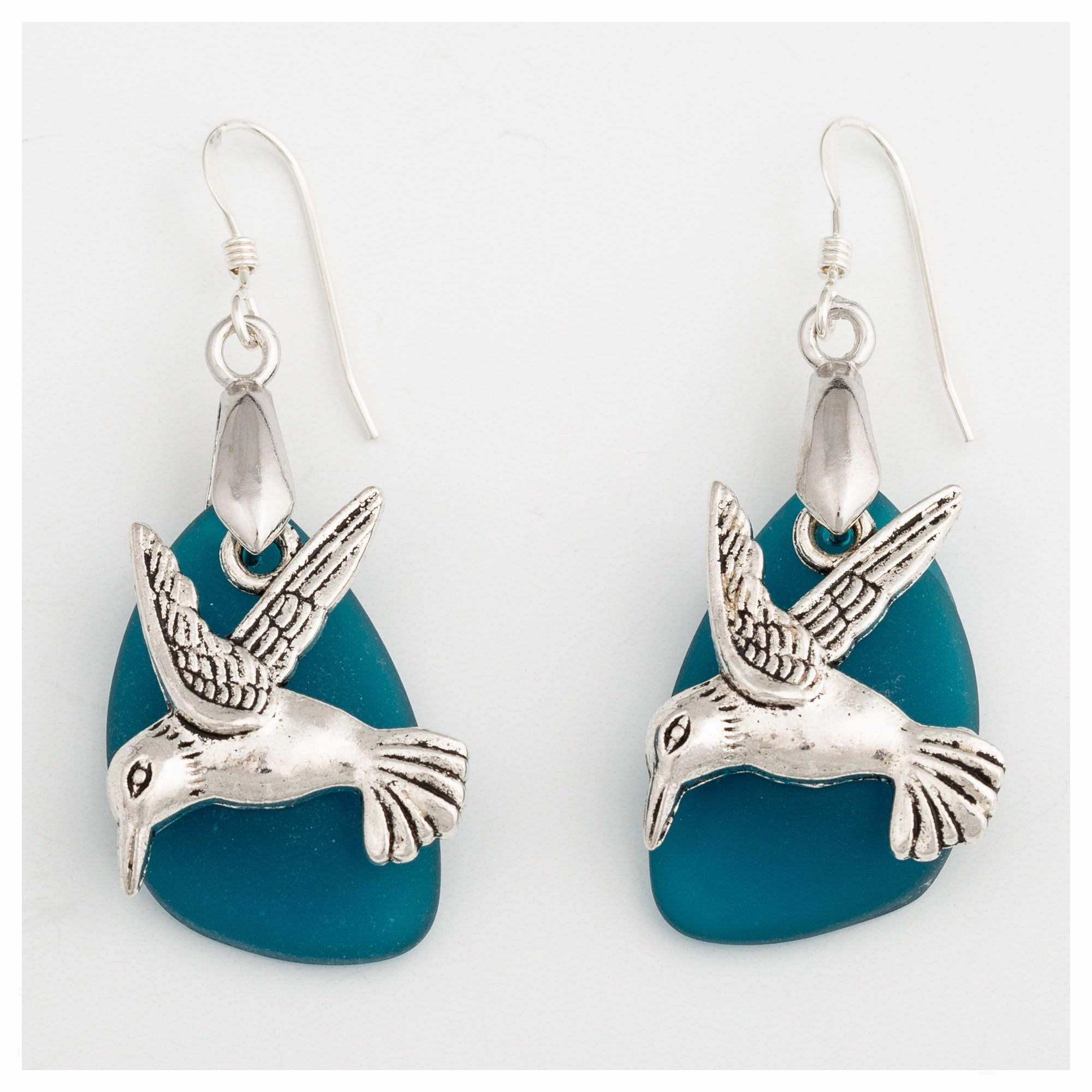Hummingbird Sea Glass Earrings