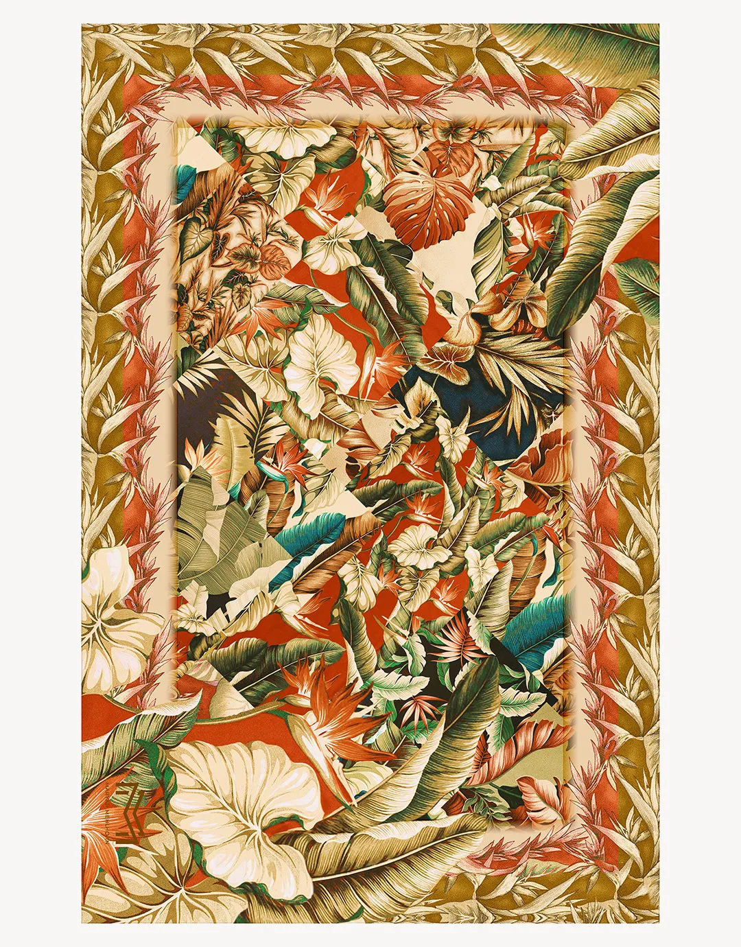 Hypnotic Silk Pareo - Sepia Leaves