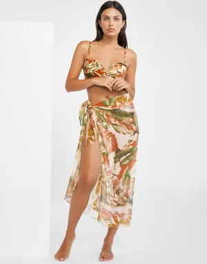 Hypnotic Silk Pareo - Sepia Leaves