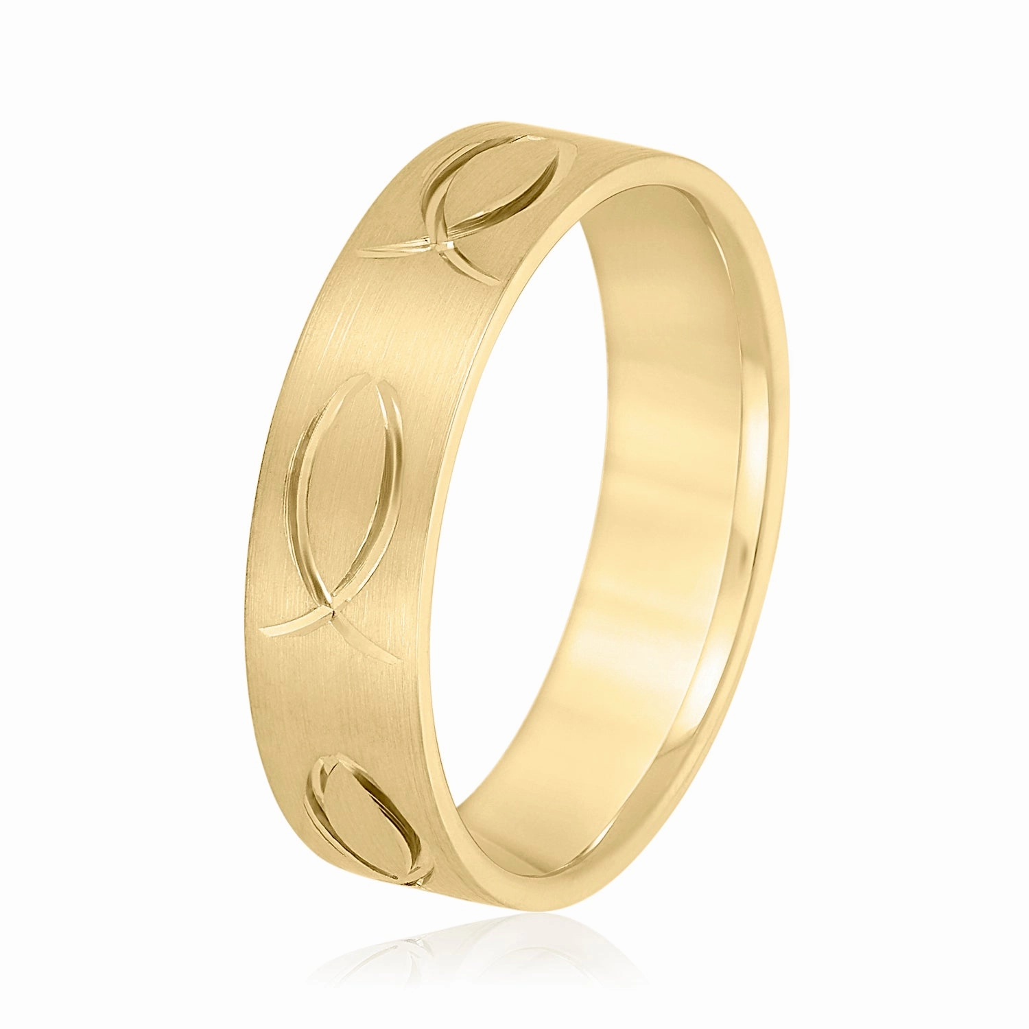 Ichthus Jesus Fish Inspired Men's Wedding Band