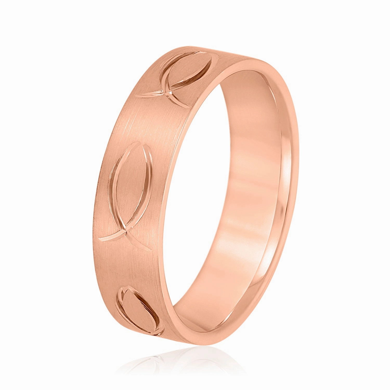 Ichthus Jesus Fish Inspired Men's Wedding Band