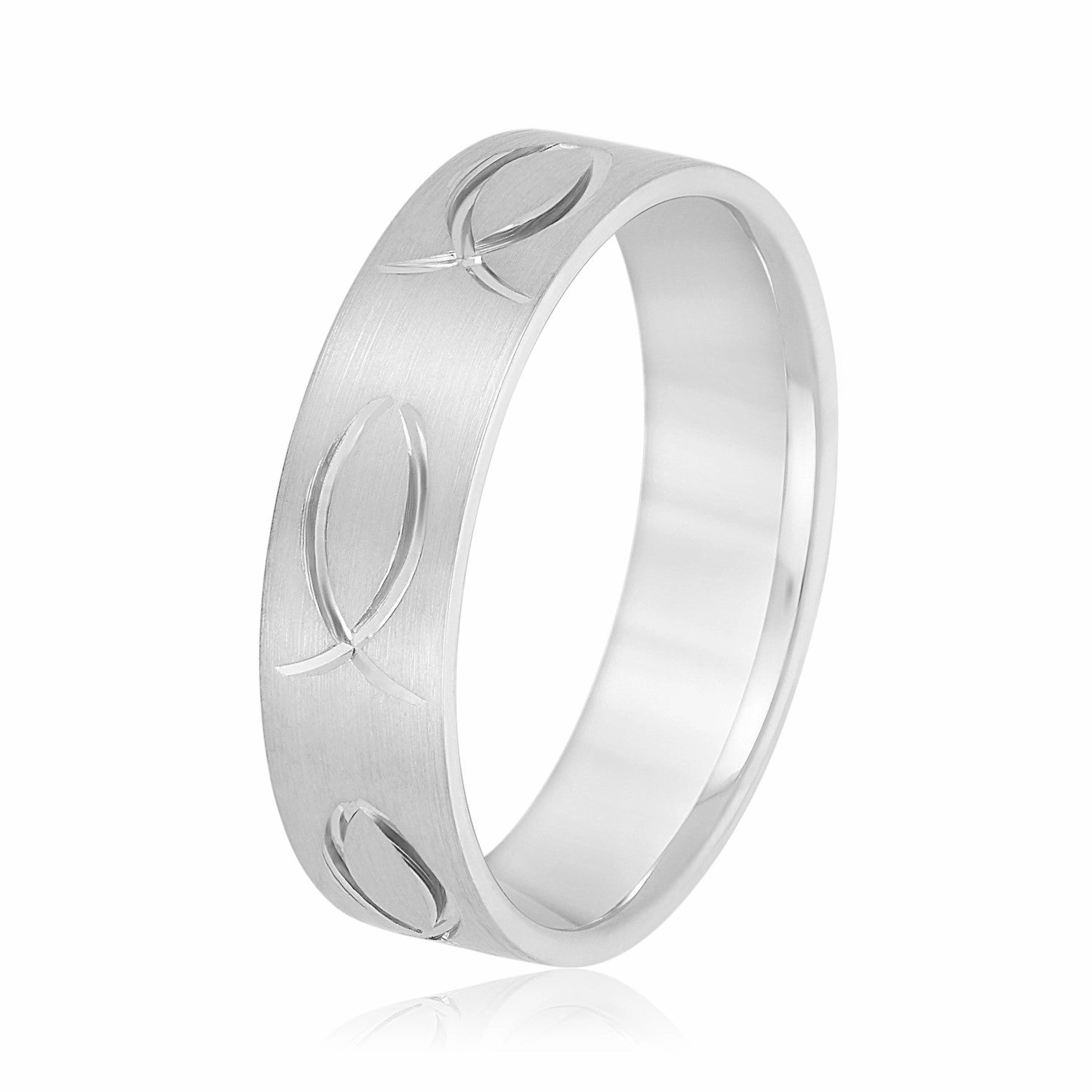 Ichthus Jesus Fish Inspired Men's Wedding Band